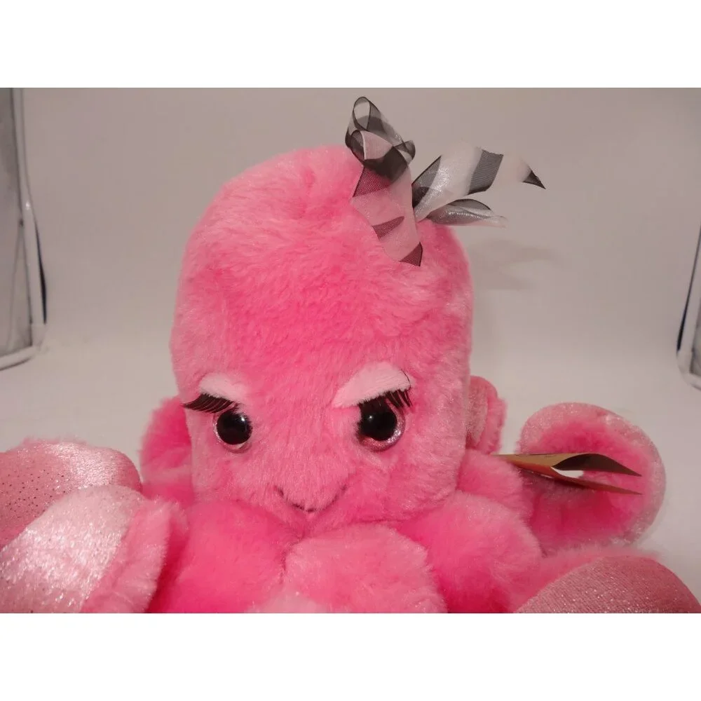 The Petting Zoo Pink Octopus Plush 12 Inch Glitter‎ Eyes Stuffed Animal Toy
